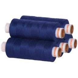 buttinette Lot de 5 bobines de fil à coudre universel, bleu roi, grosseur : 100