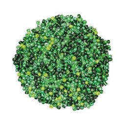 Perles de rocaille, tons verts, 2,5 mm Ø, 100 g