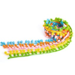 Set de galons de pompons, multicolore, 10 mm, 5x 1 m