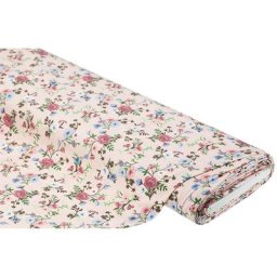 Tissu jersey bio ""fleurs"", rose
