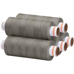 buttinette Lot de 5 bobines de fil à coudre universel, gris, grosseur : 100