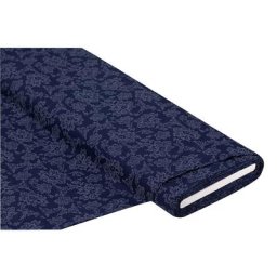 Tissu coton ""fleurs"", bleu/blanc