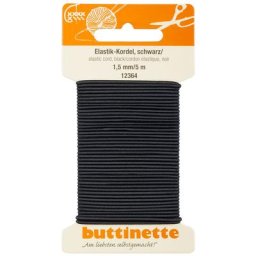 buttinette Cordon élastique, noir, épaisseur : 1,5 mm, longueur : 5 m