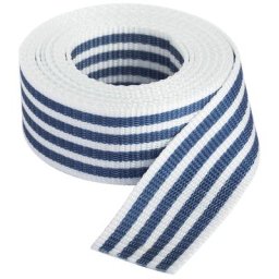 buttinette Sangle pour sacs ""rayures"", blanc/bleu marine, largeur : 4 cm, longueur : 3 m
