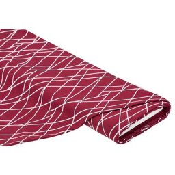 Tissu sweat-shirt ""lignes"" , bordeaux/blanc