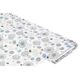 Tissu coton mélangé enduit ""cercles et pois"", gris/multicolore
