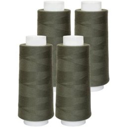 buttinette Set éco de fil pour surjeteuse, vert olive, 4 bobines, grosseur : 120, 2500 m