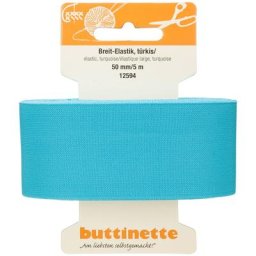 buttinette Ruban élastique ""large"", turquoise, largeur : 50 mm, longueur : 5 m