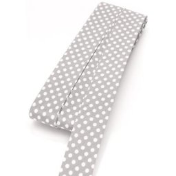 buttinette Biais en coton ""pois"", gris clair/blanc, largeur : 2 cm, longueur : 5 cm