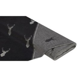 Tissu jacquard ""cerf"", gris/noir