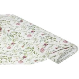 Tissu de décoration ""champs de fleurs vintage"", blanc cassé/multicolore