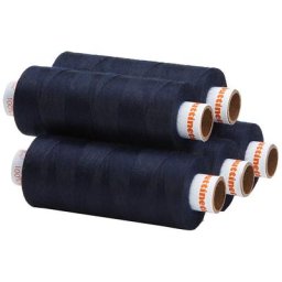 buttinette Lot de 5 bobines de fil à coudre universel, bleu nocturne, grosseur : 100