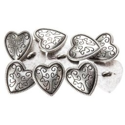 buttinette Boutons en métal ""cœur"", 20 x 20 mm, 10 pièces