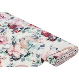 Tissu canevas ""aquarelle de fleurs"", multicolore