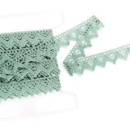 Galon de dentelle aux fuseaux, vert tilleul, largeur : 2 cm, longueur : 5 m