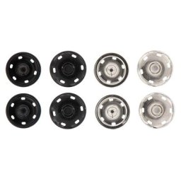 buttinette Boutons pression à coudre, noir/argenté, dim. : 30 mm Ø, contenu : 4 pièces