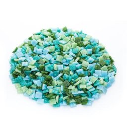 Tesselles en verre, tons verts, 10 x 10 mm, 750 g