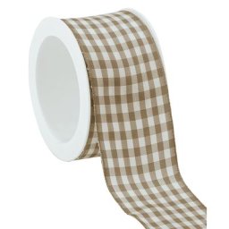 Ruban vichy, taupe, 40 mm, 5 m