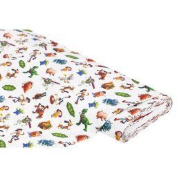 Tissu en coton ""Toy Story"", blanc/multicolore