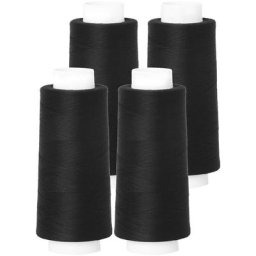 buttinette Set éco de fil pour surjeteuse, noir, 4 bobines, grosseur : 120, 2500 m
