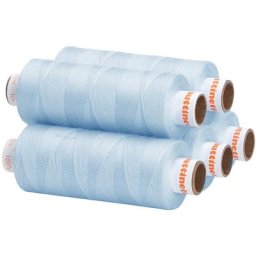 buttinette Lot de 5 bobines de fil à coudre universel, bleu aqua, grosseur : 100