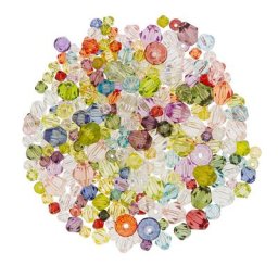 Perles en verre à facettes, multicolore, 4–8 mm Ø, 50 g