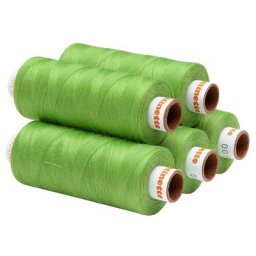 buttinette Lot de 5 bobines de fil à coudre universel, vert printemps, grosseur : 100