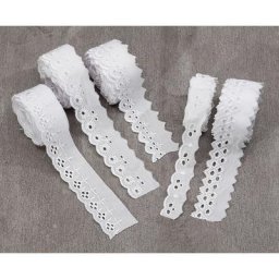 Set de rubans broderie anglaise, blanc