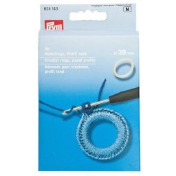 Prym Anneaux pour crocheter, profil rond, blanc, 39 mm Ø