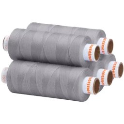 buttinette Lot de 5 bobines de fil à coudre universel, argent, grosseur : 100