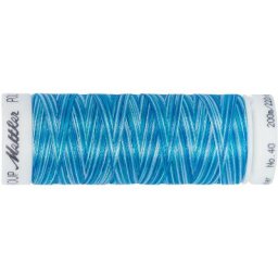 Mettler Fil à coudre poly sheen multi, grosseur : 40, 200 m, turquoise multicolore