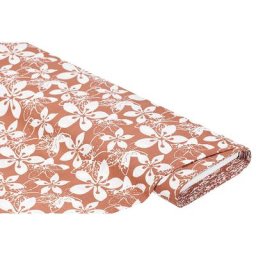 Tissu coton ""fleurs"", rouille/multicolore