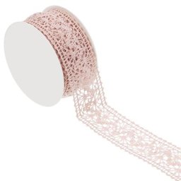 Ruban dentelle crochetée, vieux rose, 38 mm, 5 m