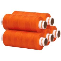 buttinette Lot de 5 bobines de fil à coudre universel, orange, grosseur : 100