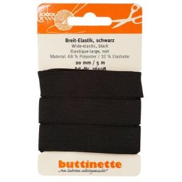 buttinette Ruban élastique ""large"", noir, largeur : 20 mm, ruban de 5 m