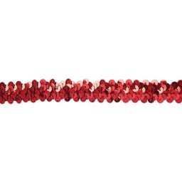 Ruban élastique de paillettes, rouge, largeur : 20 mm, longueur : 3 m