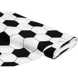 Tissu coton ""football"", noir/blanc