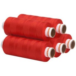 buttinette Lot de 5 bobines de fil à coudre universel, rouge clair, grosseur : 100
