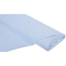 Tissu coton ""carreaux vichy"", 5 x 5 mm, bleu clair/blanc