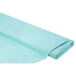 Tissu coton ""pois"", turquoise/blanc