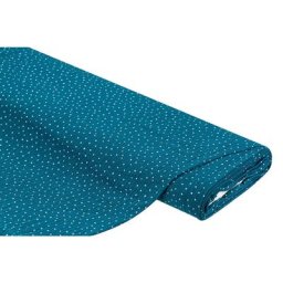 Tissu mousseline/double gaze à pois, pétrole/blanc