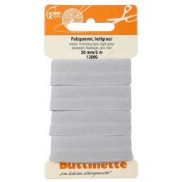 buttinette Biais élastique pré-plié, gris clair, largeur : 2 cm, 5 m