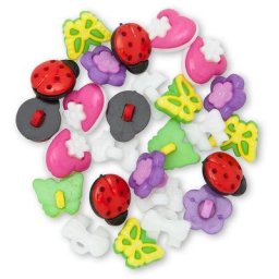 buttinette Boutons ""printemps"", multicolore, dim. : 13 - 15 mm, 30 pièces
