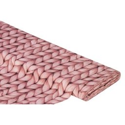 Tissu coton à impression numérique ""motif de torsades"", vieux rose
