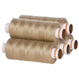 buttinette Lot de 5 bobines de fil à coudre universel, beige, grosseur : 100