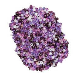 Perles de rocaille, violet/lilas/crème, 2,5 mm Ø, 100 g