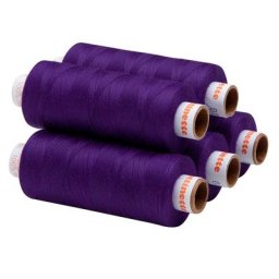 buttinette Lot de 5 bobines de fil à coudre universel, violet, grosseur : 100