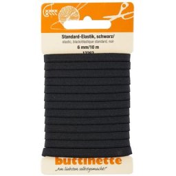 buttinette Ruban élastique ""standard"", noir, largeur : 6 mm, longueur : 10 m
