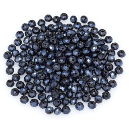 Perles en verre à facettes, bleu, 6 mm, 200 pièces