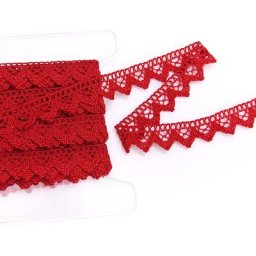 Galon de dentelle aux fuseaux, rouge, largeur : 2 cm, longueur : 10 m